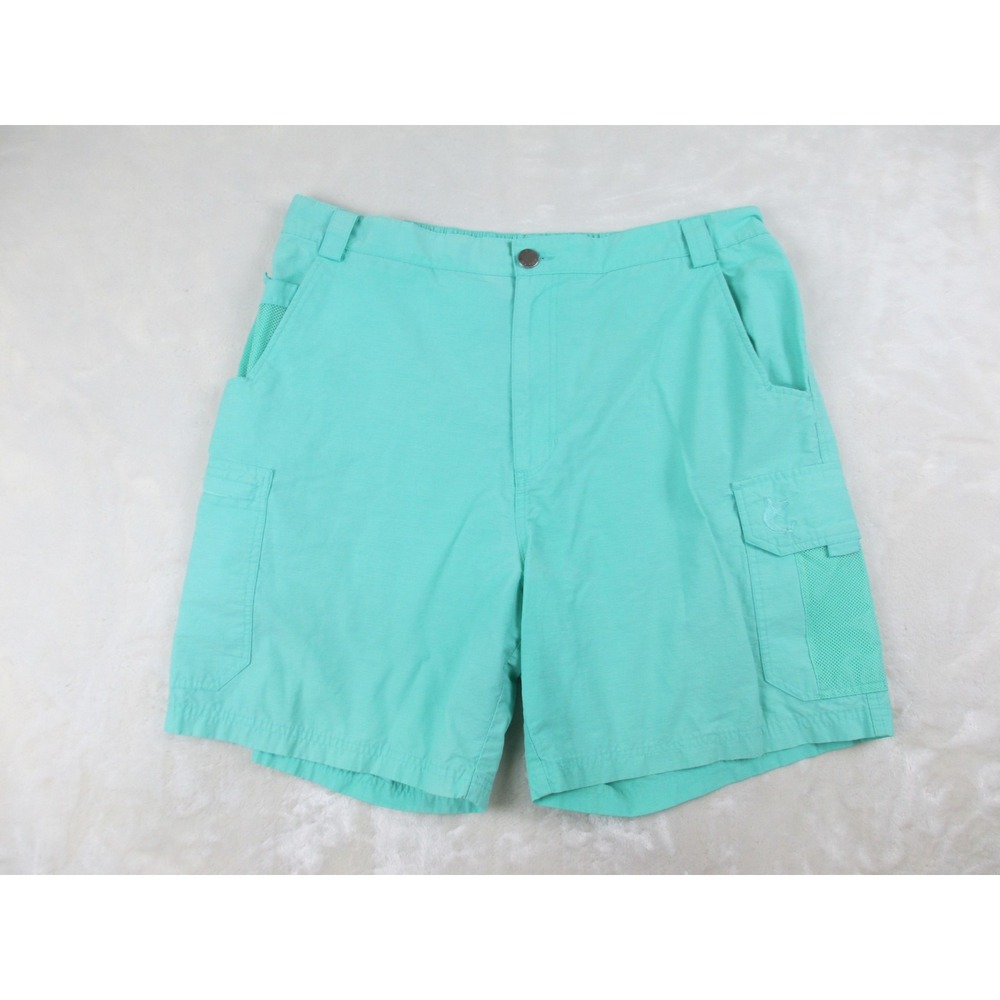 Reel Legends Shorts Mens Large Blue Cargo Lightweight Fishing Casual*‎